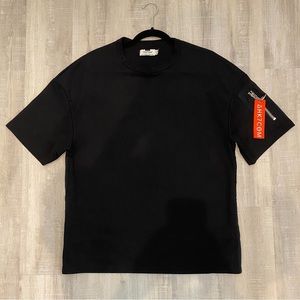 Topman Black MA1 Zip Oversized T-Shirt
